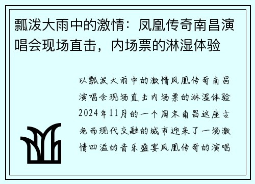 瓢泼大雨中的激情：凤凰传奇南昌演唱会现场直击，内场票的淋湿体验